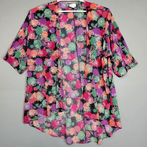 LuLaRoe Kimono Cardigan Womens Medium Multicolor Open Front Duster Lightweight